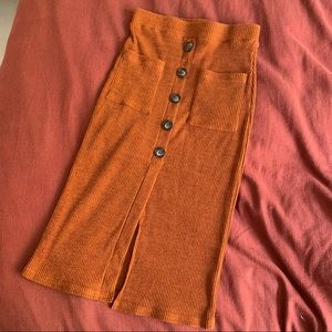 FINAL SALE Rust/terracotta orange knit pencil midi skirt
